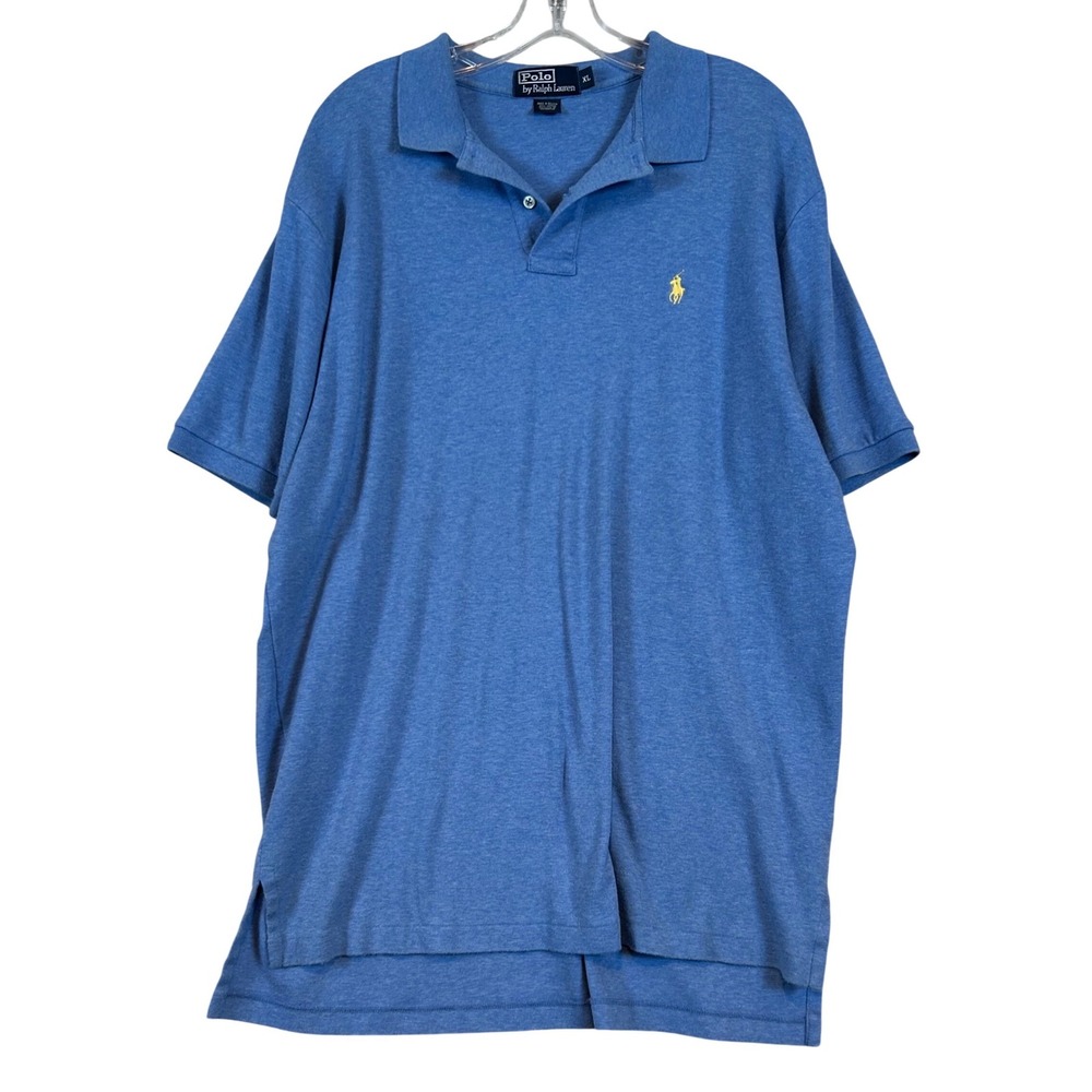 Polo Ralph Lauren Mens XL Blue Heather Cotton Short Sleeve Pony Logo Polo Shirt